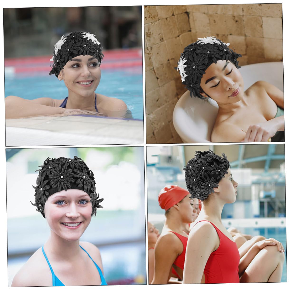 SUPVOX 2 Piezas Gorro de Natación para Mujer con Diseño Floral Gorro Elástico y para Adultas Estilo Único y Elegante para Piscina Protección y al