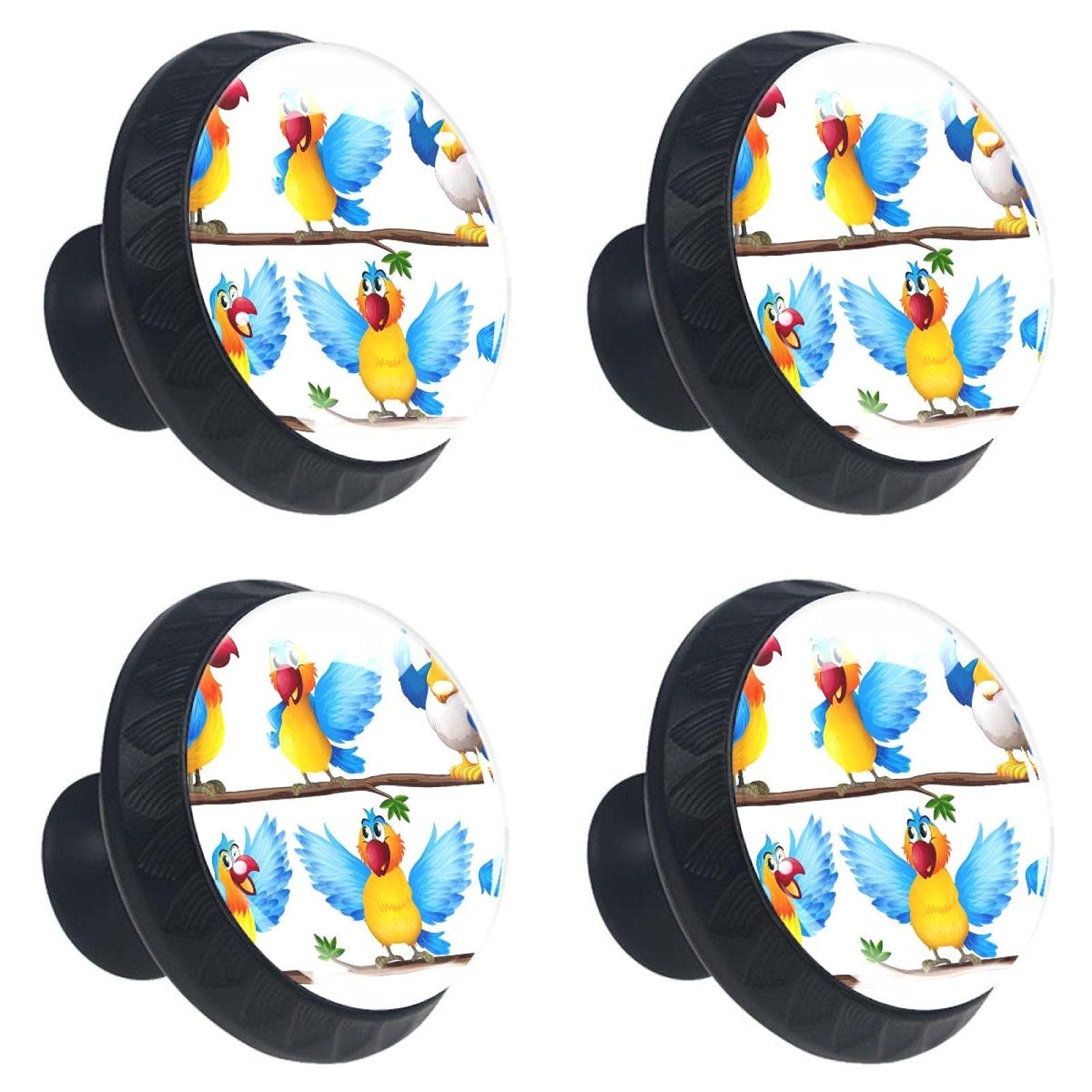 Boutons de tiroir en verre et oiseaux design pour une décoration raffinée