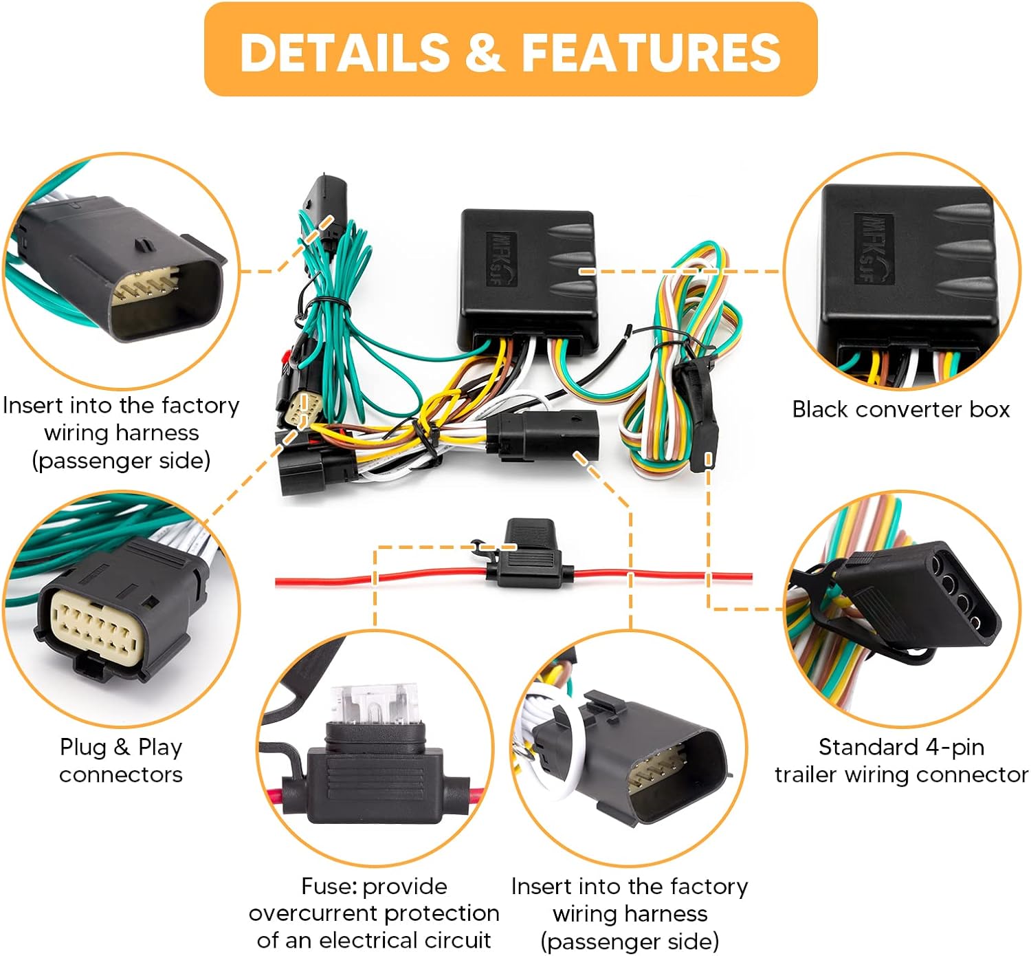WeiSen Custom 4-Pin Trailer Wiring Harness Compatible with Jeep Wrangler JL/JLU 2018-2025, Fit Gladiator 2020-2025