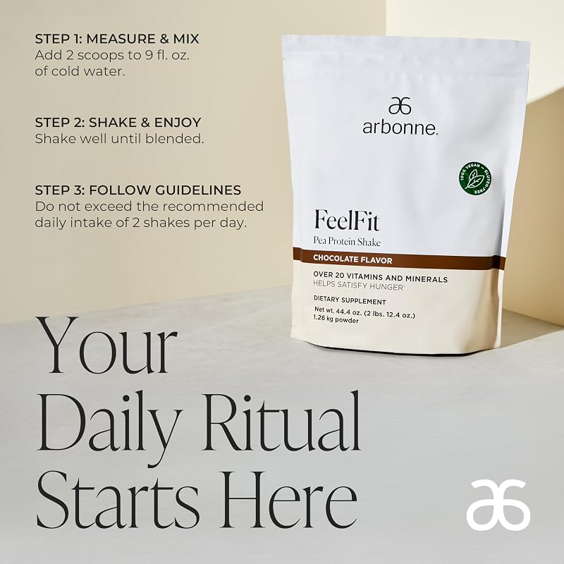 Arbonne Feelfit Pea Protein Shake - Daily Supplement Powder, Vegan Protein for Support of Overall Health, Energy and Well-Being, Chocolate image 4