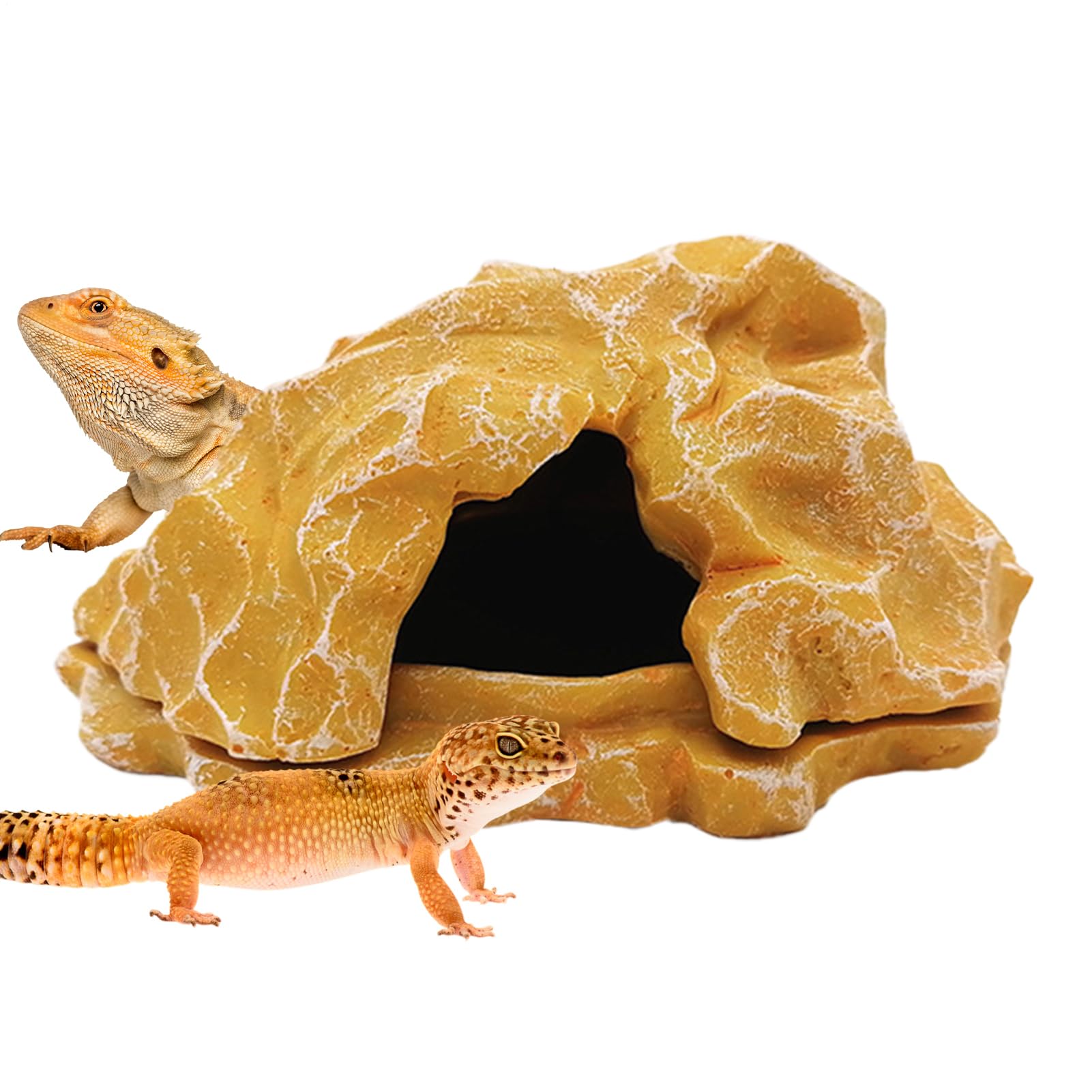 RETTILE SCHECH - Terrarium Resin Rock Cave Per Draghi E Anfibi Della Barba | hideoout Del Crogiolo Decorativo Per Pitoni A Sfera, Tartarughe, Serbatoi Di Acquario E Piccoli Ambienti Paesaggistici Di H