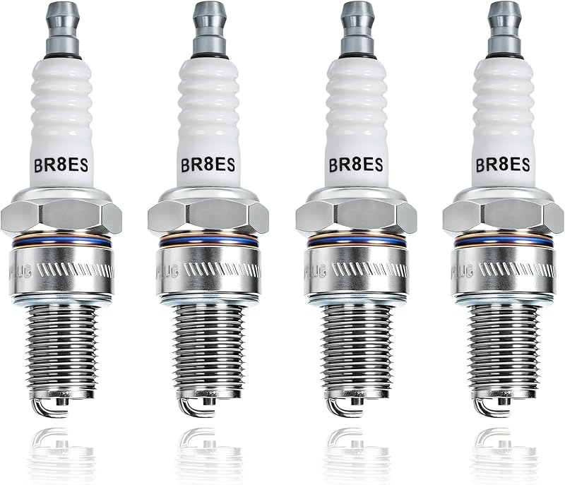 Vela de ignição BR8ES AMICAREP com núcleo de cobre e eletrodo de níquel para motocicletas – Kit com 4 unidades
