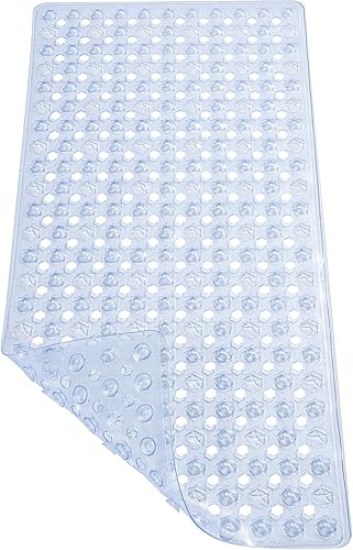 Miniatura 4 de Tapete de ducha antideslizante para bañera, tapete de baño antideslizante para baño, tapete de ducha con ventosas, 34.5 x 15.5 (transparente)