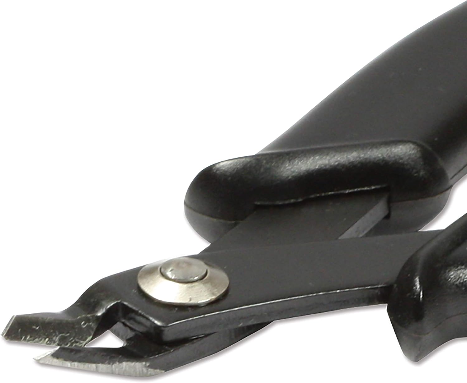 The Beadsmith Hi-Tech Flush Cutter Pliers, 5.5 inches (140mm) with high carbon steel head, black comfort grip handle with spring, tool for jewelry making, electronics or micro mechanics