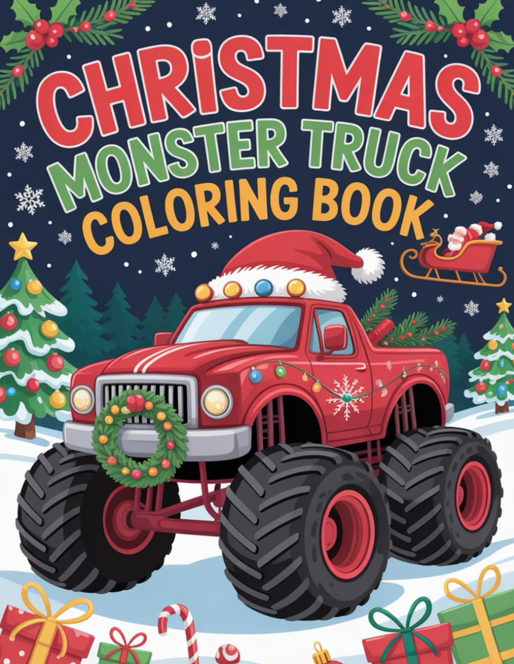 Christmas Monster Truck Coloring Book: The Ultimate Holiday Monster Truck Coloring Adventure Filled with Presents, Candy Canes, Santa’s Trucks, and Winter Fun for Boys and Girls