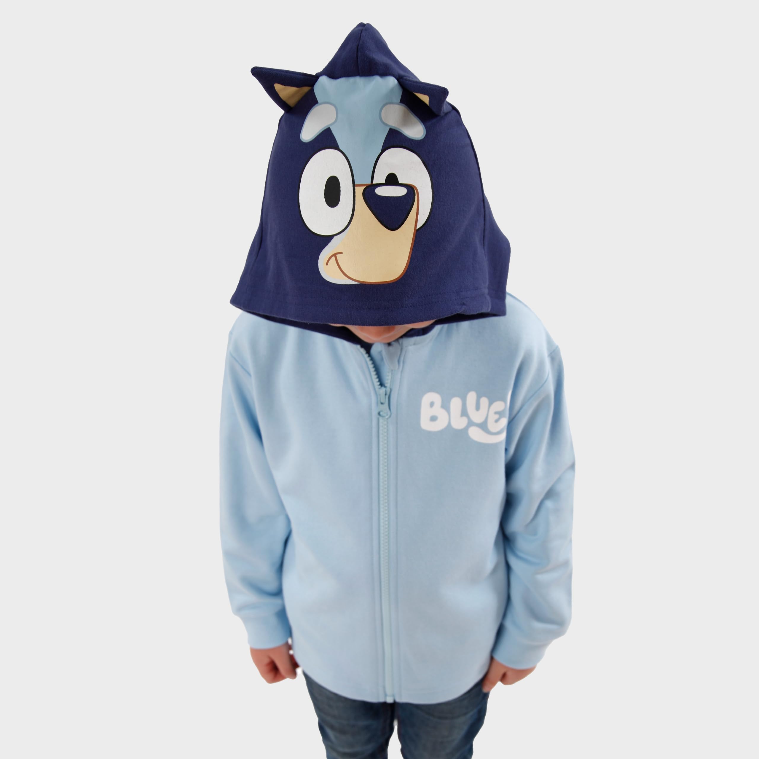 Bluey Niebieska Z Kapturem Z Uszami 3D | Bluza Z Kapturem | Kostiumowa Bluza Z Kapturem Dla Chłopców | Oficjalny Towar