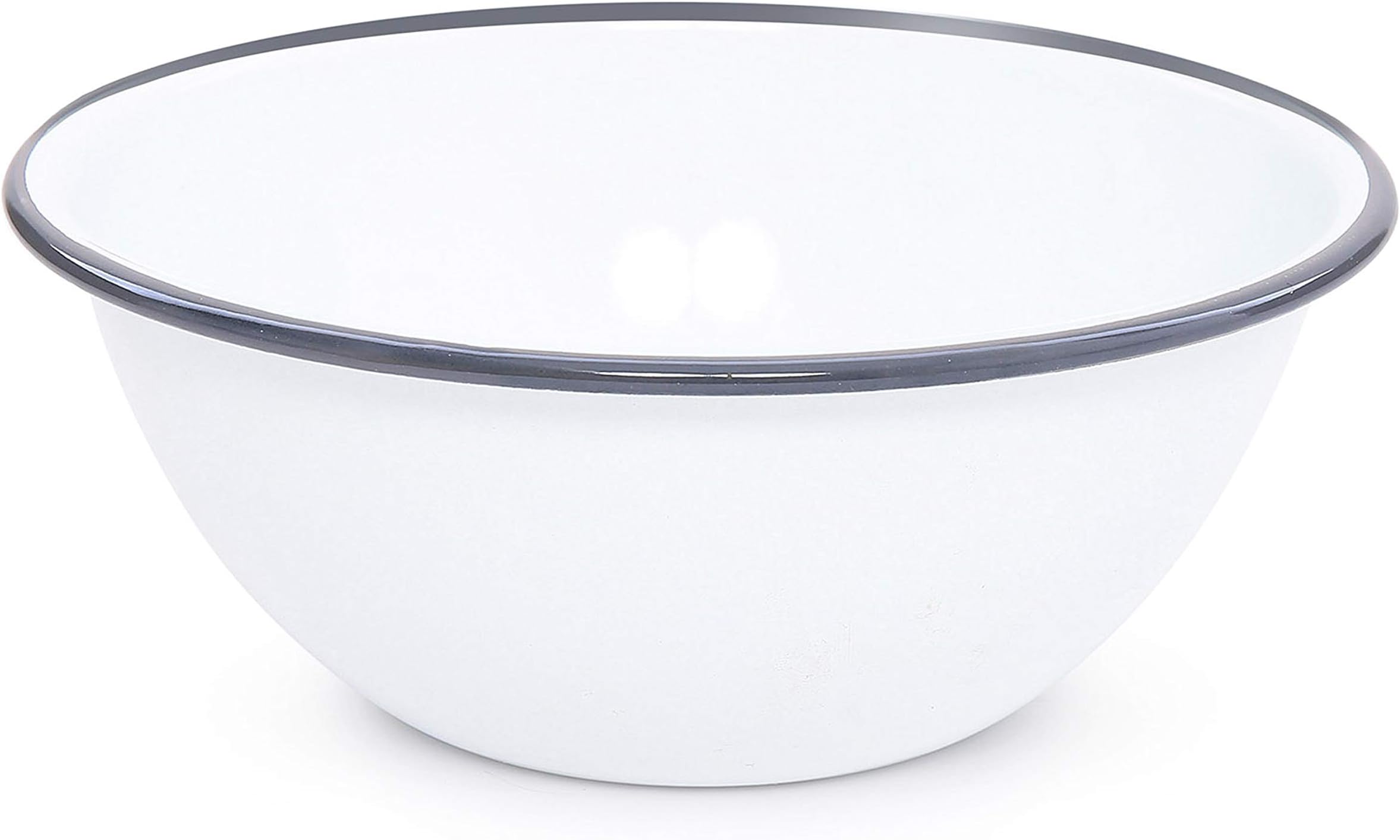 Crow Canyon HomeEnamelware Serving Bowl, 8", Vintage White with Grey Rim