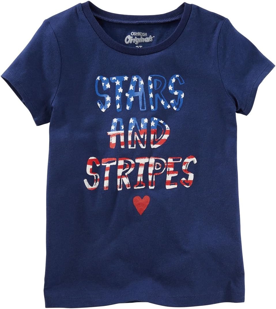 Oshkosh Girl's Short Sleeve Glitter "USA" Tee (3T, Sta