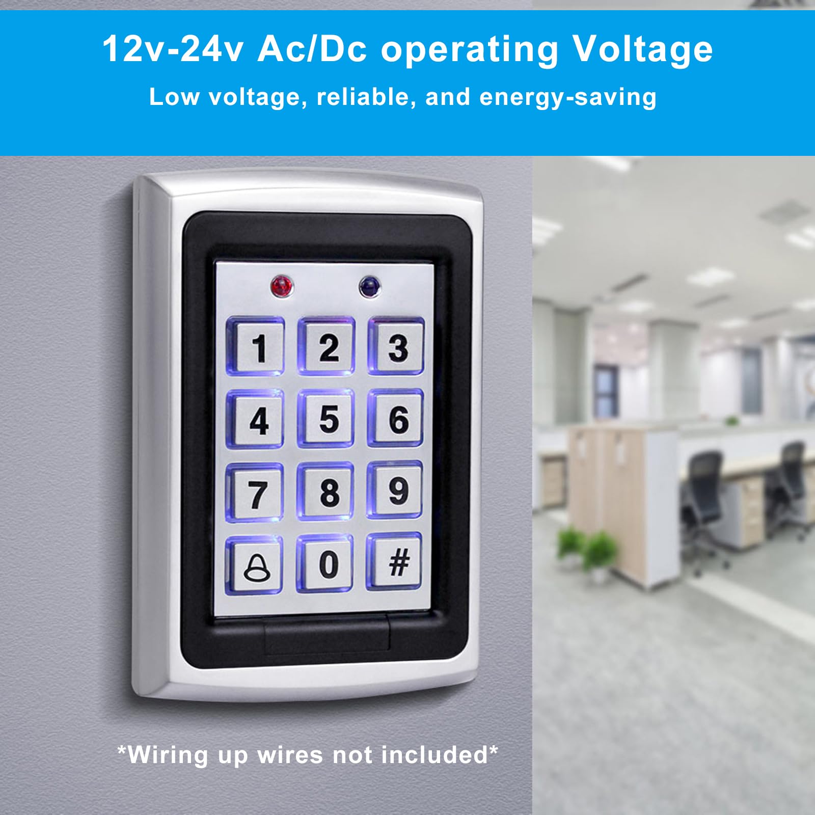 Teclado digital cercano para control de acceso seguro, 1000 usuarios, retroiluminado, RFID 125 KHz, apto para apartamentos, villas
