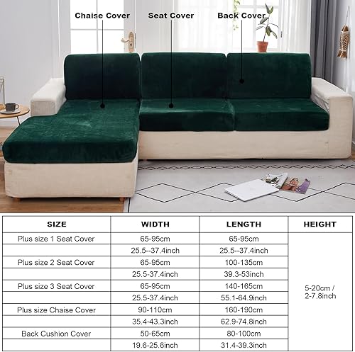 Miniatura 6 de MIFXIN Funda elástica de terciopelo para sofá, funda protectora de cojín de sofá, 1 pieza, funda elástica universal para asiento de sofá, resistente