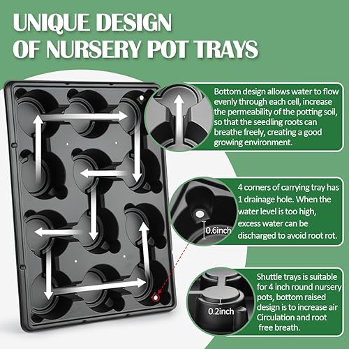 Miniatura 72 de Bandejas redondas de 12 celdas para macetas de semillero gruesas y duraderas, bandejas de transporte para sostener macetas de 4 pulgadas