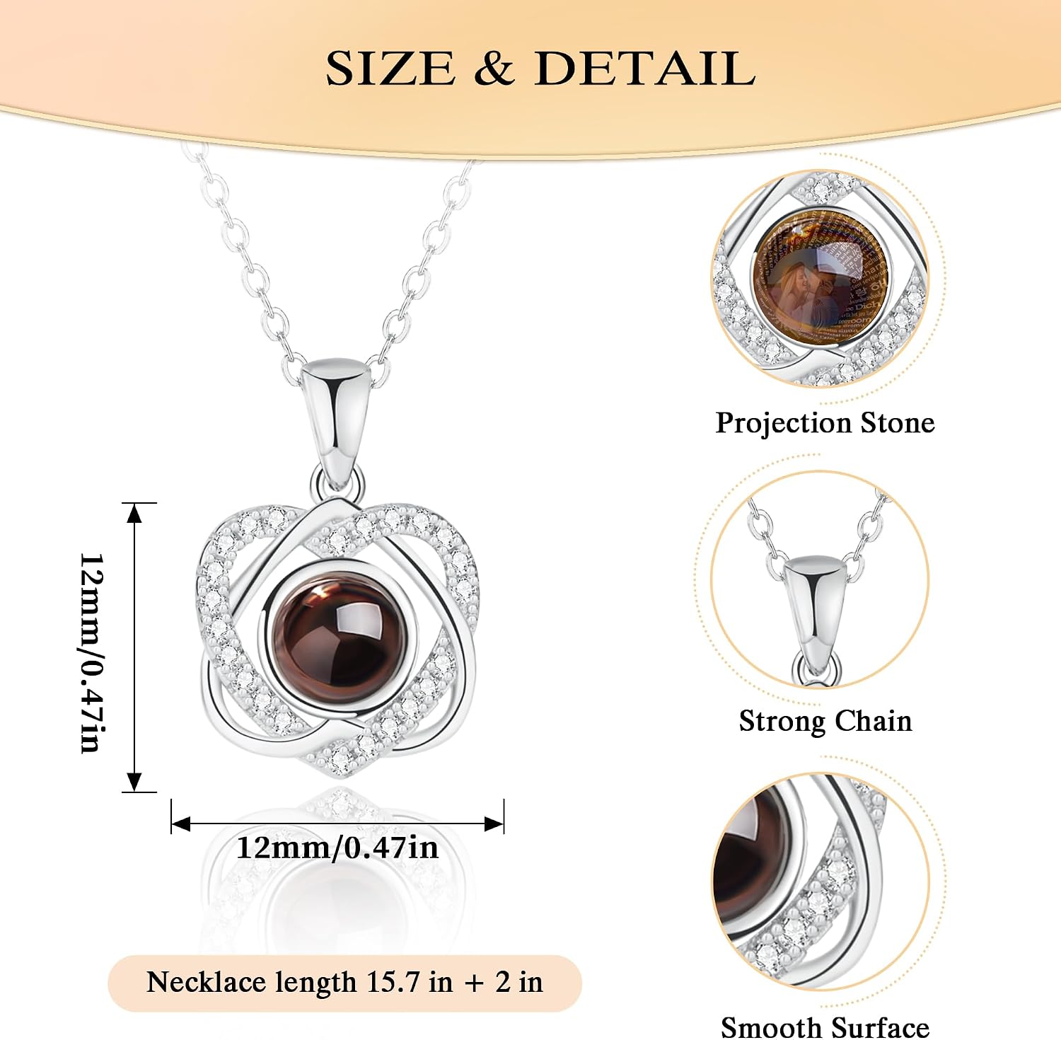 Personalized Picture Necklace Projection Necklace with Photo Inside - Custom Photo Pendant Necklace - 18K gold plating-Mothers Day Gifts for Mom Wife Valentines Love Memorial Gifts for Anniversary image 5