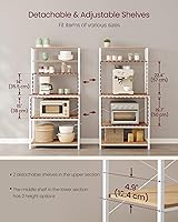 Vista 7 de VASAGLE Barra de café, estante de panadero de 31.5 pulgadas para cocina con almacenamiento, estantes de cocina de 6 niveles con 6 ganchos, soporte