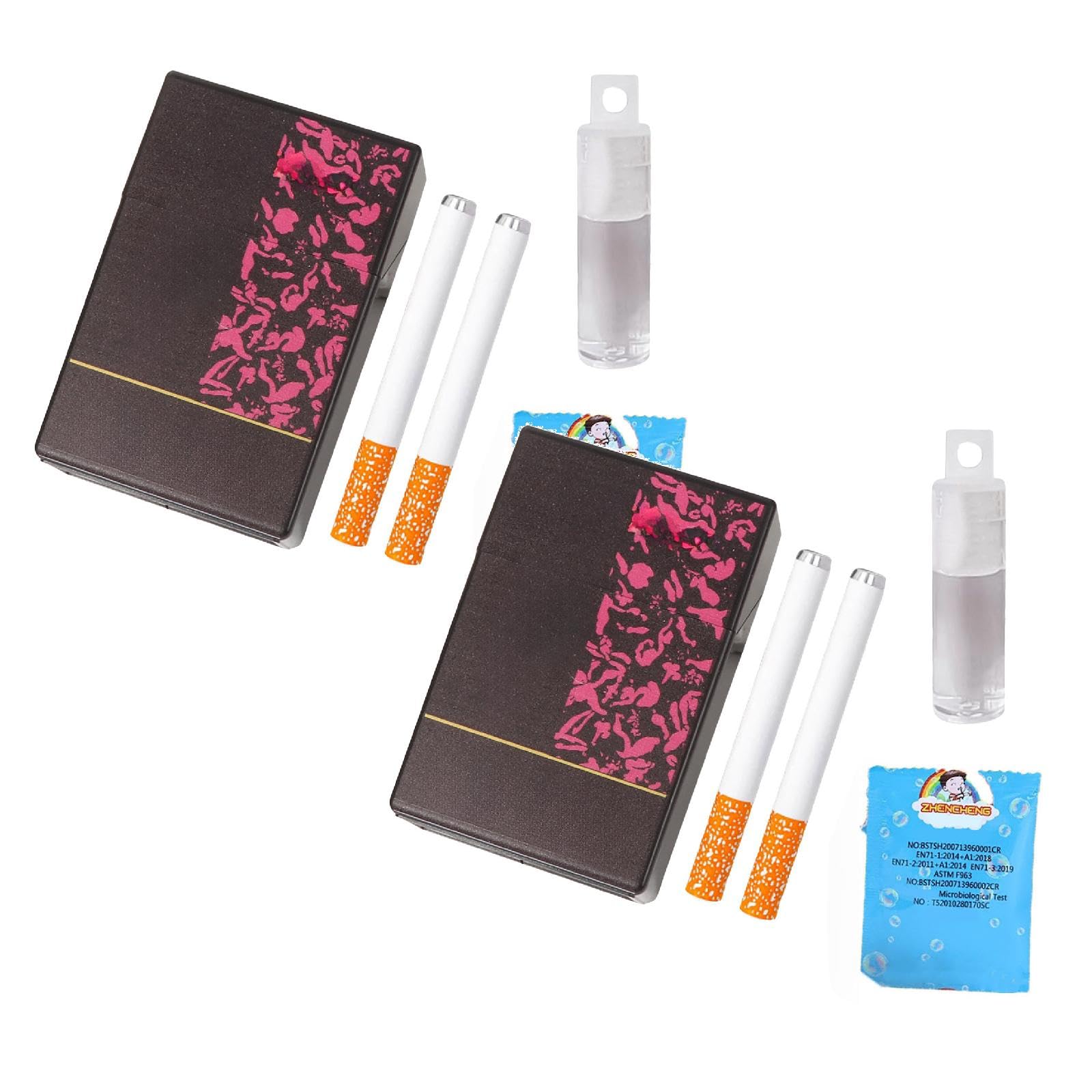 Tkukkwr 2Pcs Cigarette Box Bubble Toy,Realistic Novelty Fake Smoke Pack with Solution,Smokings Sticks with Liquid for Men Women,Birthday Christmas Carnivals Party Funny Gifts