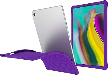 EpicGadget Samsung Galaxy Tab S5e Case T720/T725, Diamond Grid Silicone Rubber Gel Cover Case with Full Protection for 2019 Galaxy Tab S5E 10.5" Tablet Purple
