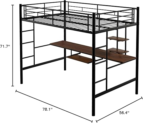 Miniatura 16 de Merax Litera individual de metal pesado con escritorio/barandilla de longitud completa para niños y niñas, no necesita somier, color negro 3#