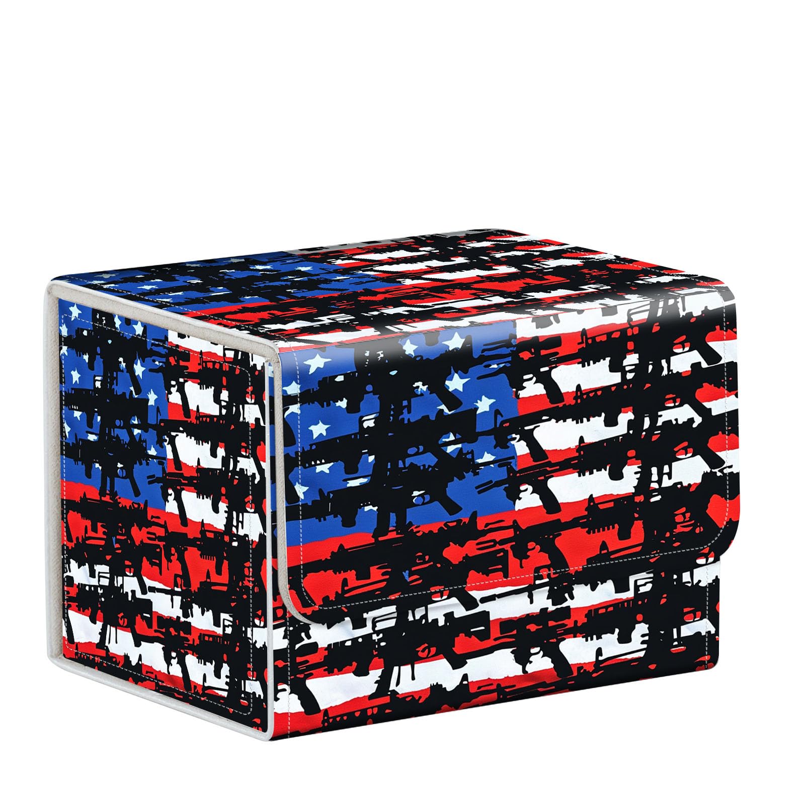 ETLKJVBL MTG Deck Box,Store and Protect Your MTG Commander Decks and Cards with this Durable Card Storage Box,Designed Specifically for MTG Players, Pattern of the American Flag — image 1