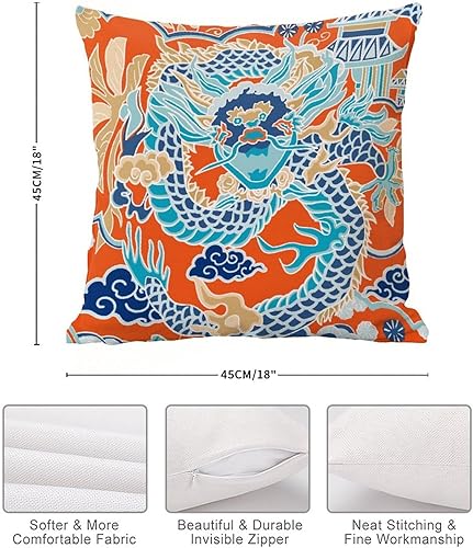 Vista 609 de ArogGeld Chinoiserie - Fundas de almohada escénicas asiáticas, estilo asiático, funda de almohada azul y verde Kelly, funda de cojín para decoración
