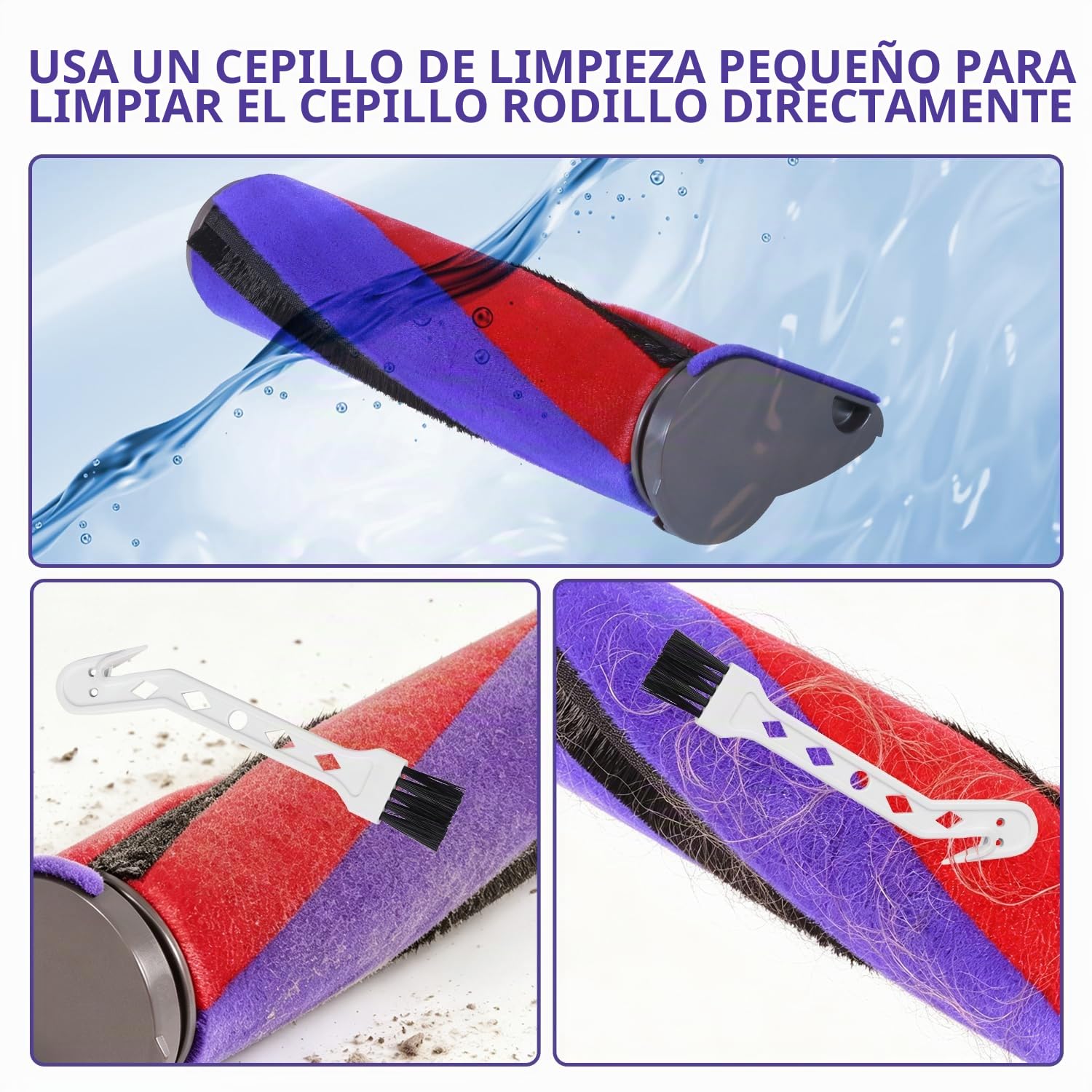 KENVOR Cepillo para Dyson V7 V8 V10 V11 V15 Gen 5,Cepillo con Rodillo Suave | Lámpara LED verde, Cabezal para Pavimenti