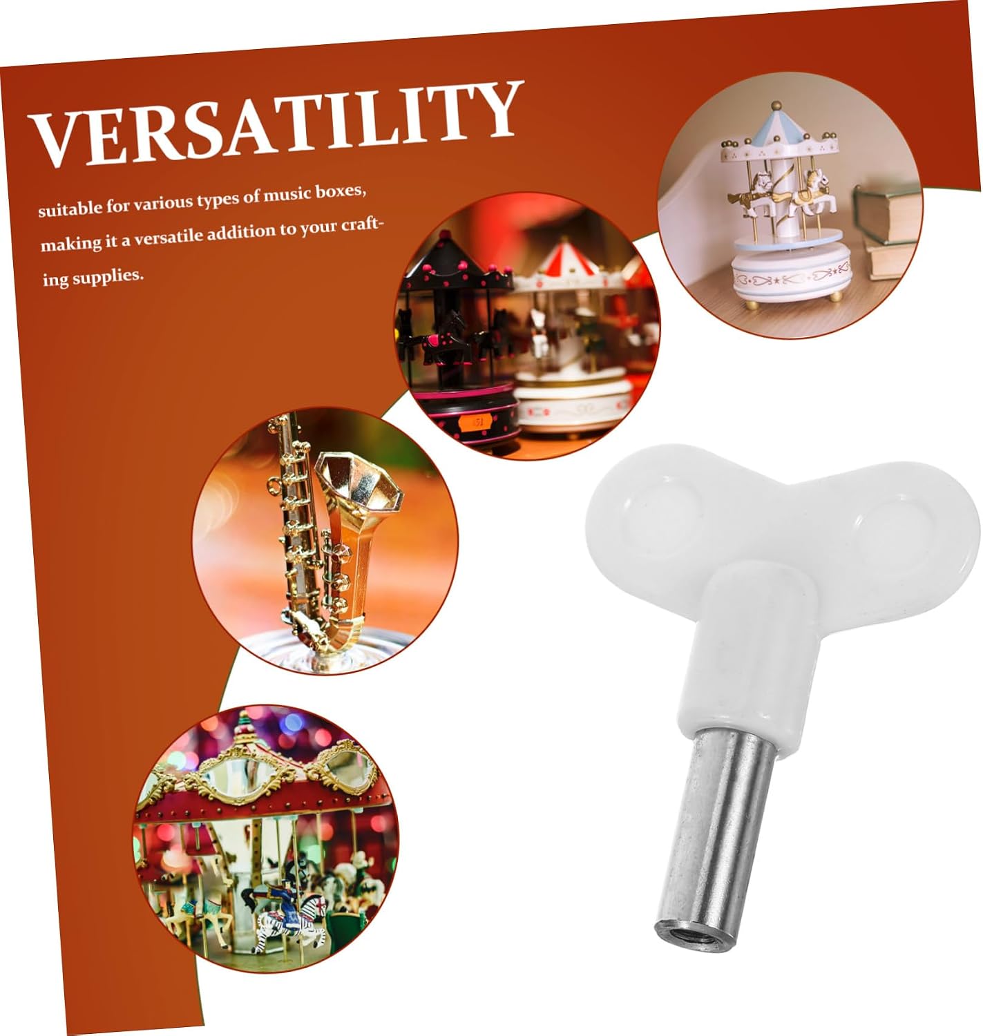 Rotating Keys Simple Shape with Sturdy Plastic and Metal Material 10pcs Butterfly Type Replacement DIY Parts Wind up Music Box Mechanism Handle for Music Box for Crafting