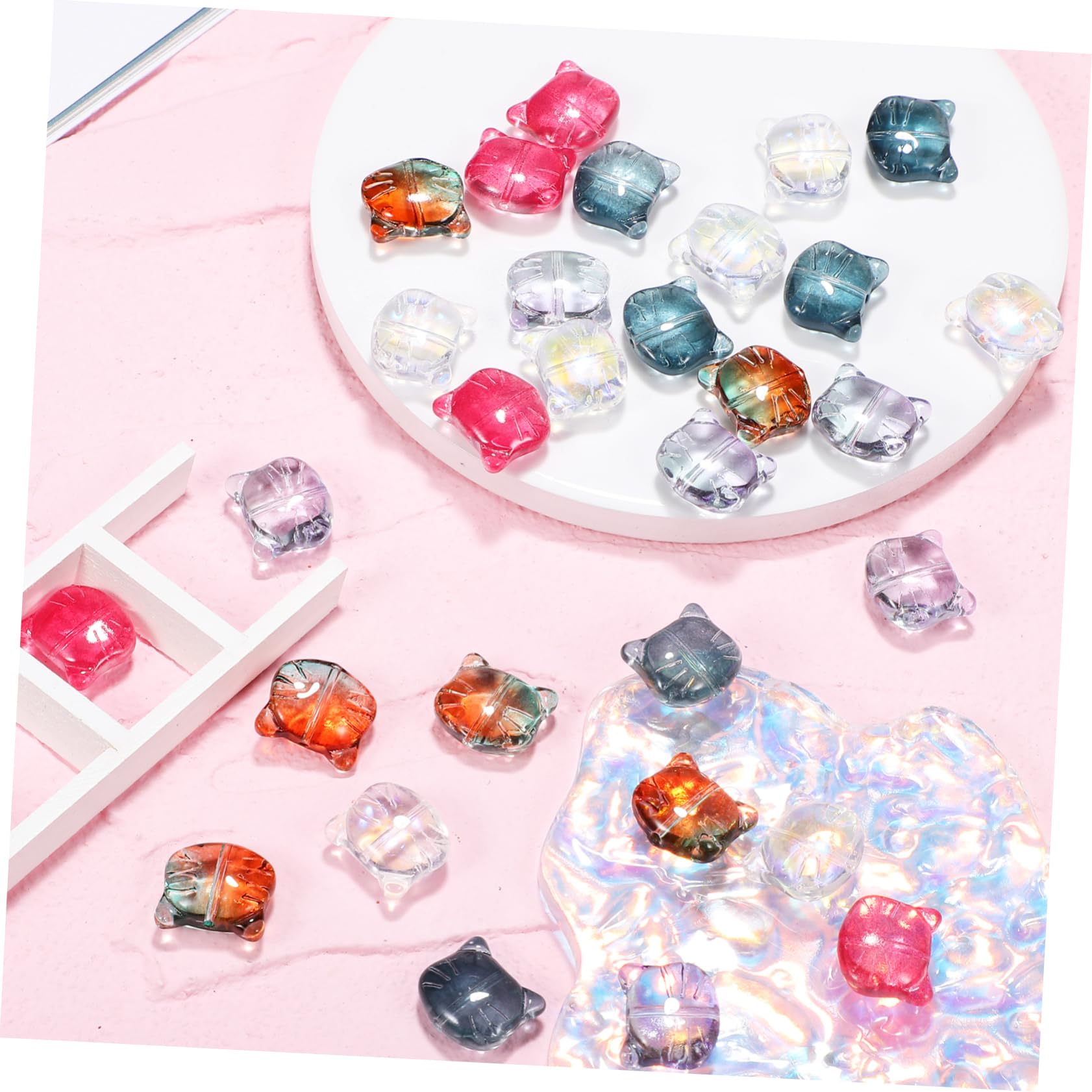 HOMSFOU Cuentas De Gato Para Pulseras De Cuentas Adorables Para Manualidades Y Bisutería Para Creación De Joyería Espaciadoras Y Accesorios De Diy 50 Piezas X 4
