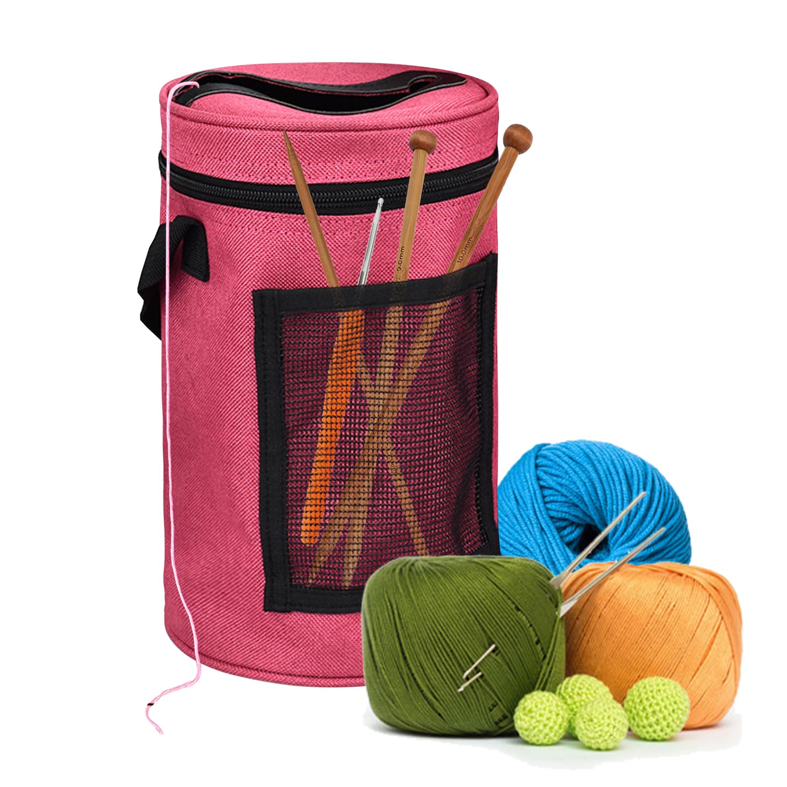 EQLEF Knitting Bag for Wool - Red - Yarn Bag - Oxford Fabric - 15 x 25 cm - Knitting/Crochet Bag, Red,Medium size