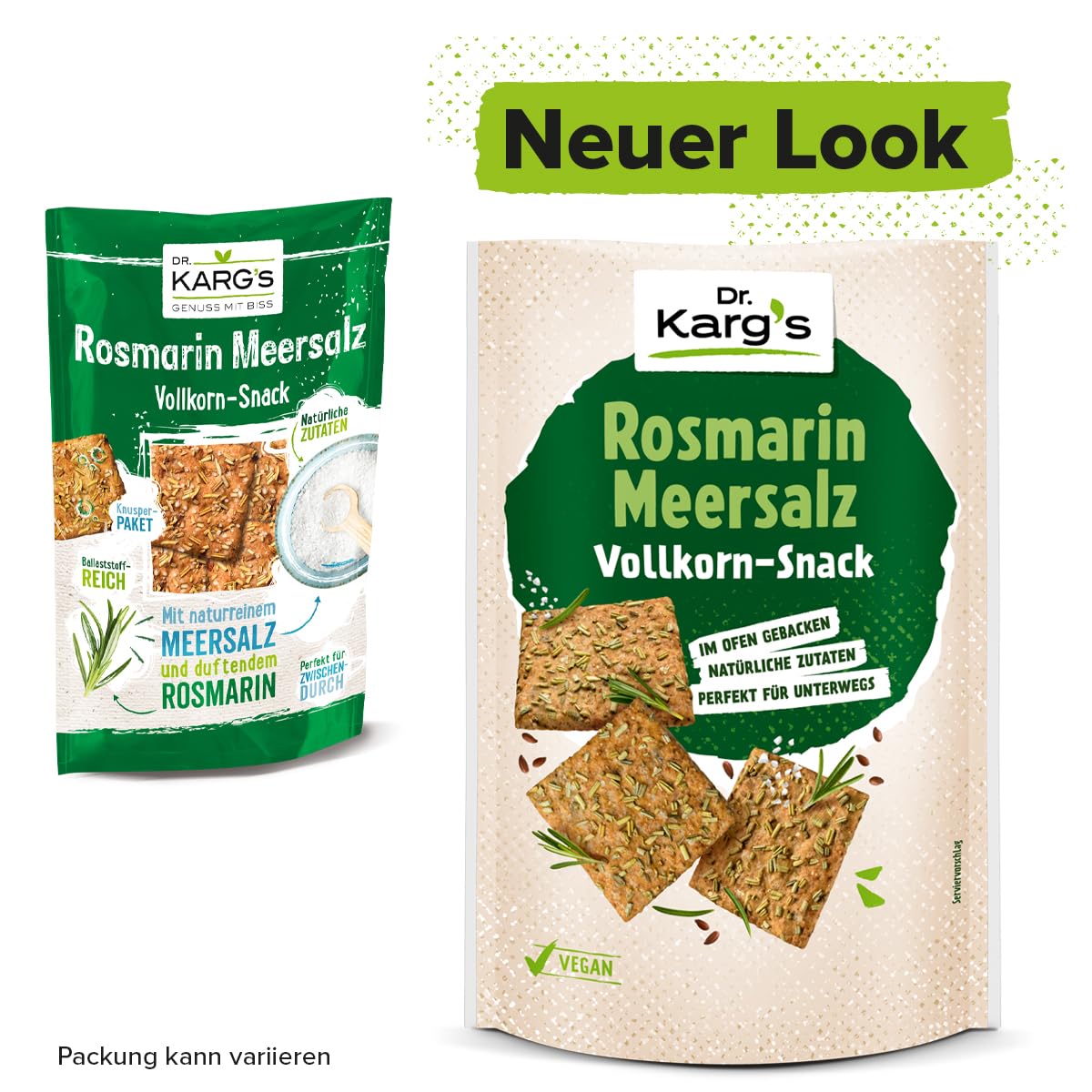 Dr. Karg’s Vollkorn-Snack Rosmarin Meersalz 10x110g vegan knusprig