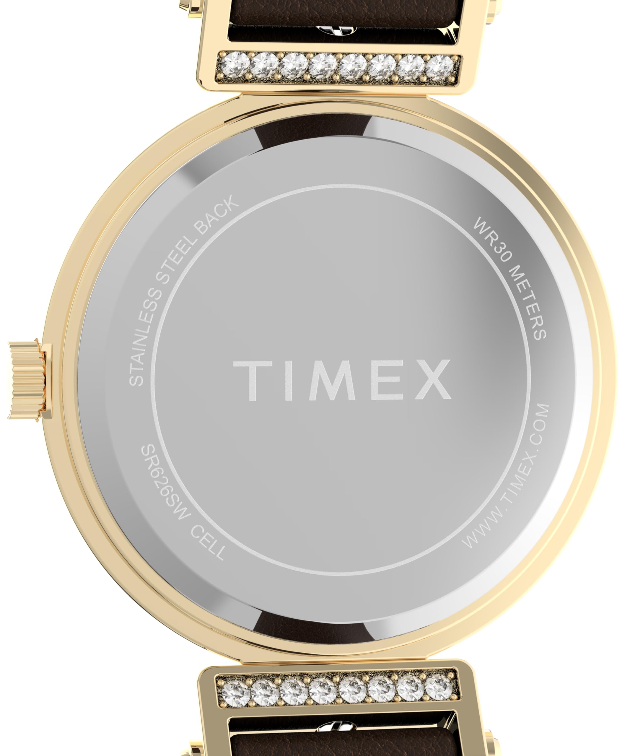 Timex Zegarek Damski Main Street 31 mm, Czarny Skórzany Pasek, Srebrna Tarcza, Złota Obudowa TW2W96400