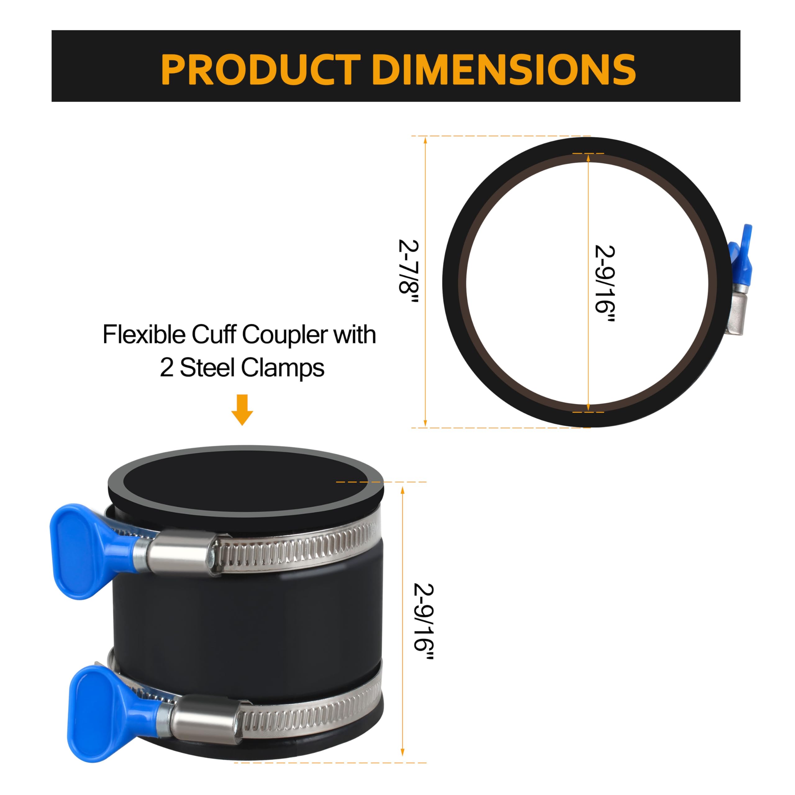 Dust Control Hose Clamps - 2.5" Flex Cuff -2