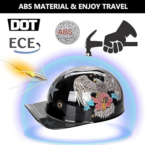 Miniatura 2 de Gorra de béisbol para motocicleta, casco de cara abierta aprobado por DOT, estilo alemán, casco de motocicleta, crucero, scooter, casco genial para