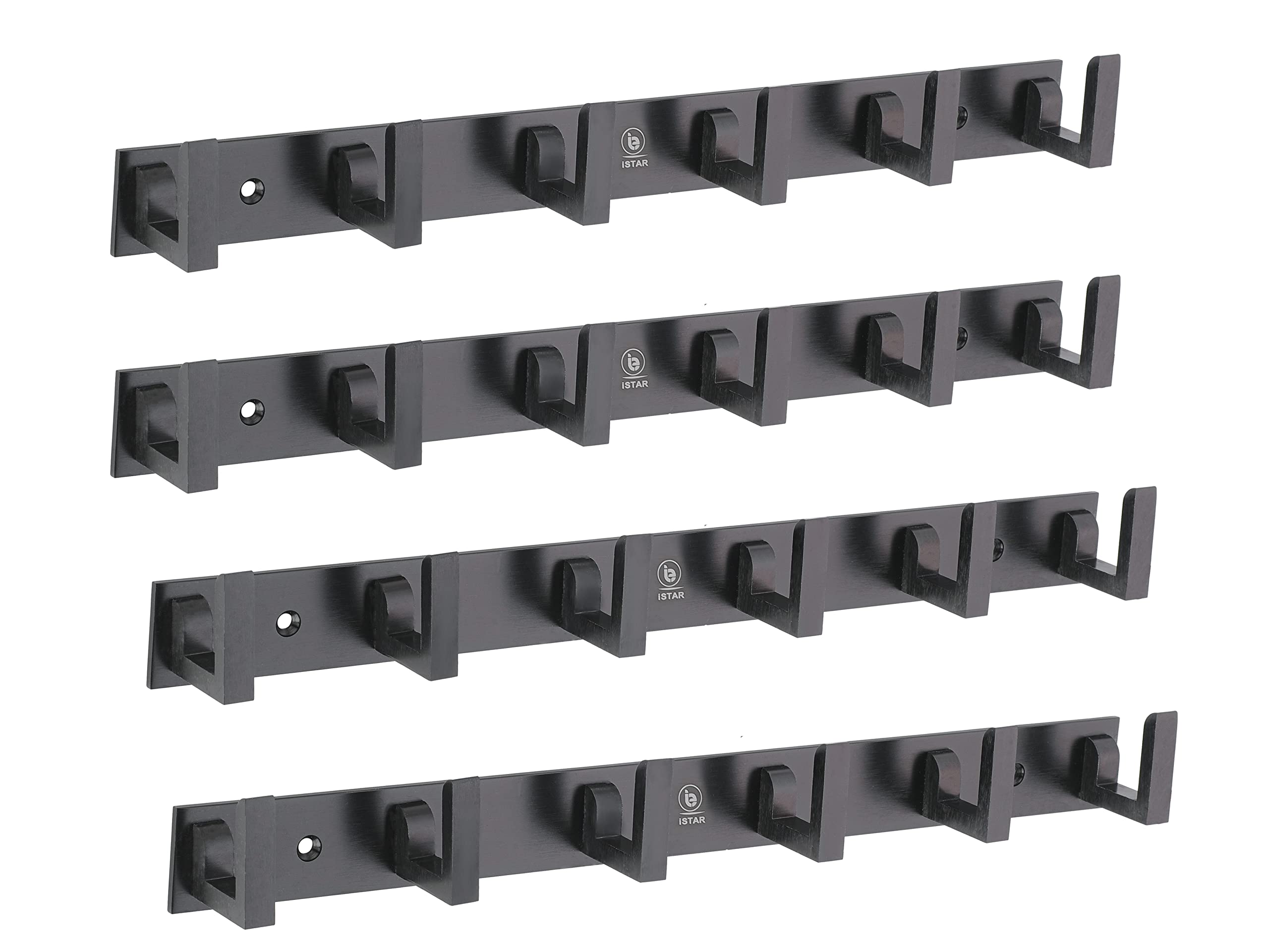 iSTAR 6 Pin Bathroom Cloth Hooks Hanger Wall Bedroom Bathroom Robe Hooks Rail for Hanging Keys,Clothes,Towel Steel Hook (Pack of 4, Black) (B09ZF2KJFX) Amazon Price History, Amazon Price Tracker