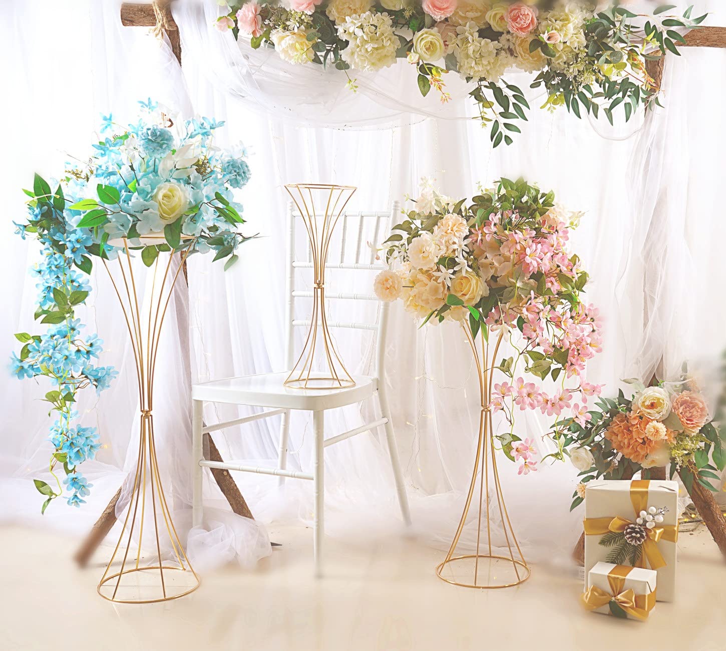 Mesa Comedor Nuptio 10 Piezas Florero Mesa Centros Mesa Boda Oro, Florero  Trompeta Metal 79cm Alto, Cable Camino Para Centro Mesa Cena Banquete Boda,  Soporte Flores Para Decoración Hogar Cumpleaños Aniversario Maceteros, image size:1450x1300