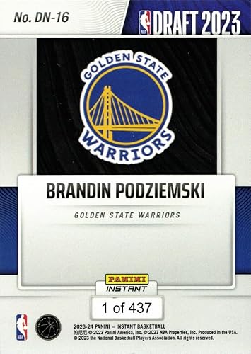 Miniatura 2 de 2023-24 Panini Instant Draft Night Basketball #DN-16 Brandin Podziemski Rookie Card Warriors - Only 437 made