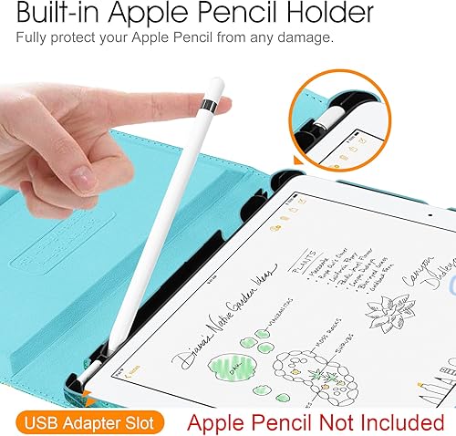 Vista 91 de Fintie - Funda giratoria para iPad de 9ª generación / 8ª generación / 7ª generación, de 10.2 pulgadas, funda giratoria en 360 grados, funda Azul