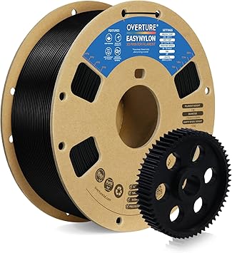 OVERTURE Nylon Filament 1.75mm 3D Printer Filament, Polyamide PA 1kg Spool 2.2lbs, Dimensional Accuracy +/- 0.02 mm, Fit Most FDM Printer Black