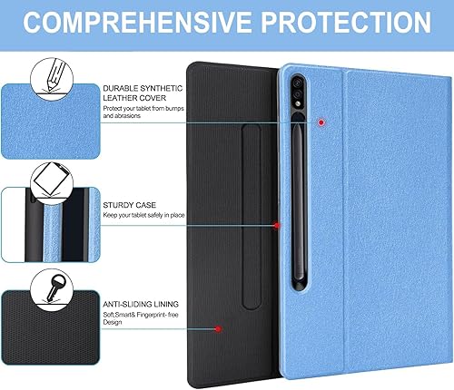 Miniatura 8 de Funda para teclado Samsung Galaxy Tab S8 PlusS7 FES7 Plus de 12.4 pulgadas, trackpad inteligente, retroiluminación de 7 colores, teclado Bluetooth