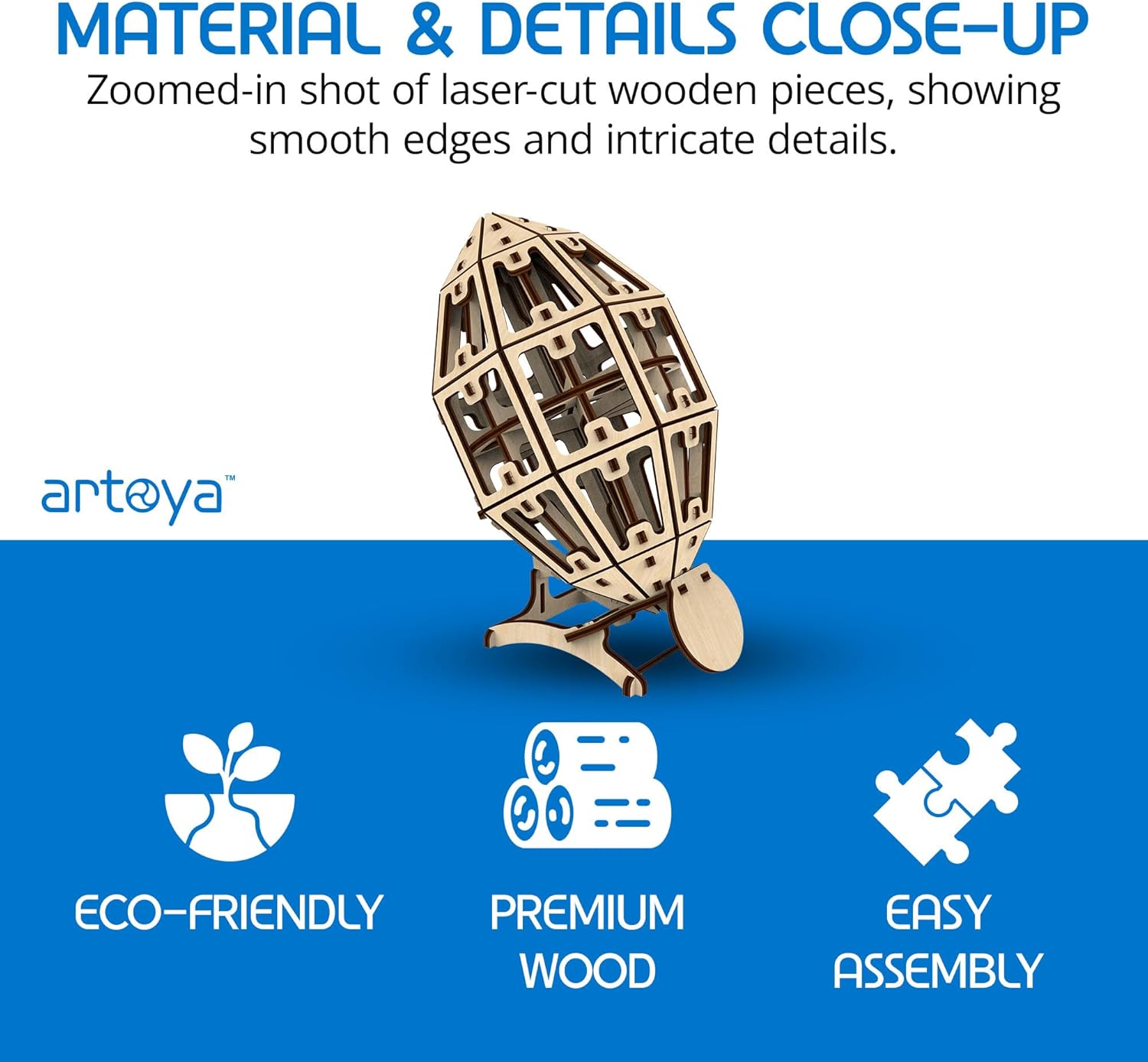 Artoya American Football Ball – 3D Puzzles for Adults, 3D Wooden Puzzles for Adults, Puzzle Football Model Kit, Arts and Crafts, Hobbies for Women, Model Building Kits, DIY Wooden Kit (Plain)