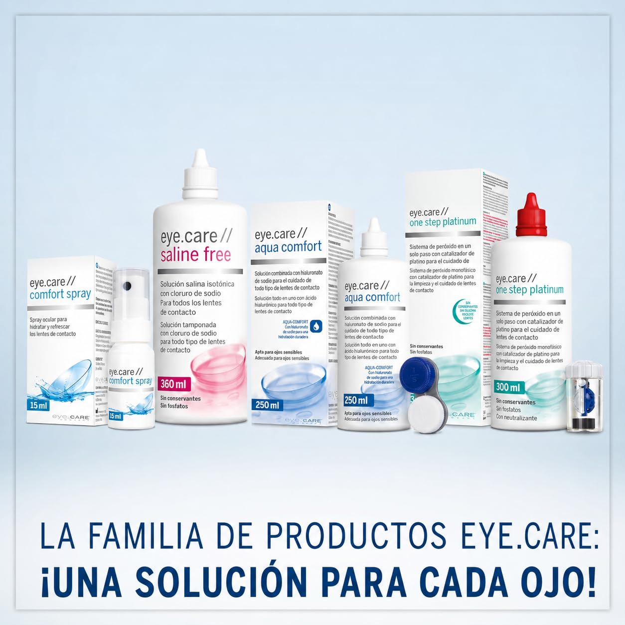 Eye.care płyn do soczewek kontaktowych – z hialuronem – premium 250 ml płyn pielęgnacyjny do wszystkich miękkich soczewek kontaktowych, w zestawie z antybakteryjnym pojemnikiem
