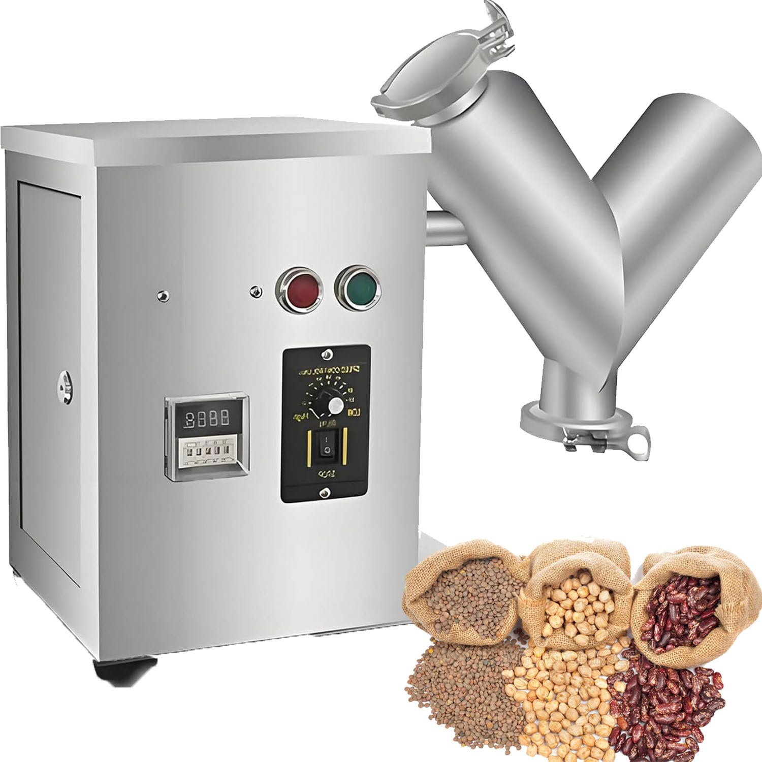 Miscelatore per polveri secche, miscelatore sperimentale tipo V da 2 kg, con funzione velocità e tempo regolabili, per laboratorio didattico, attrezzatura per la miscelazione di particelle