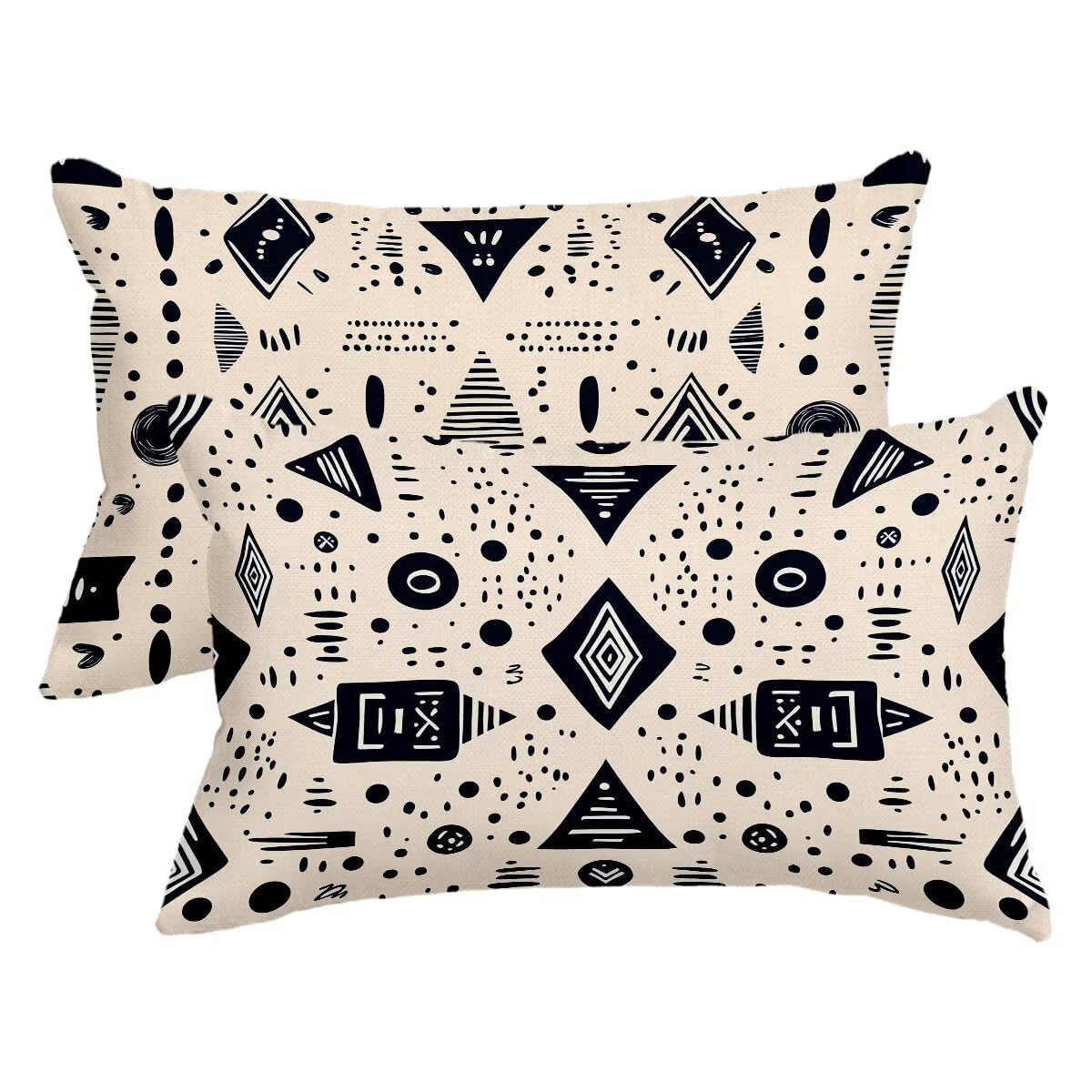 Housse de coussin canapé beige lot de 2 taies d'oreillers maroc déco maison 60x80