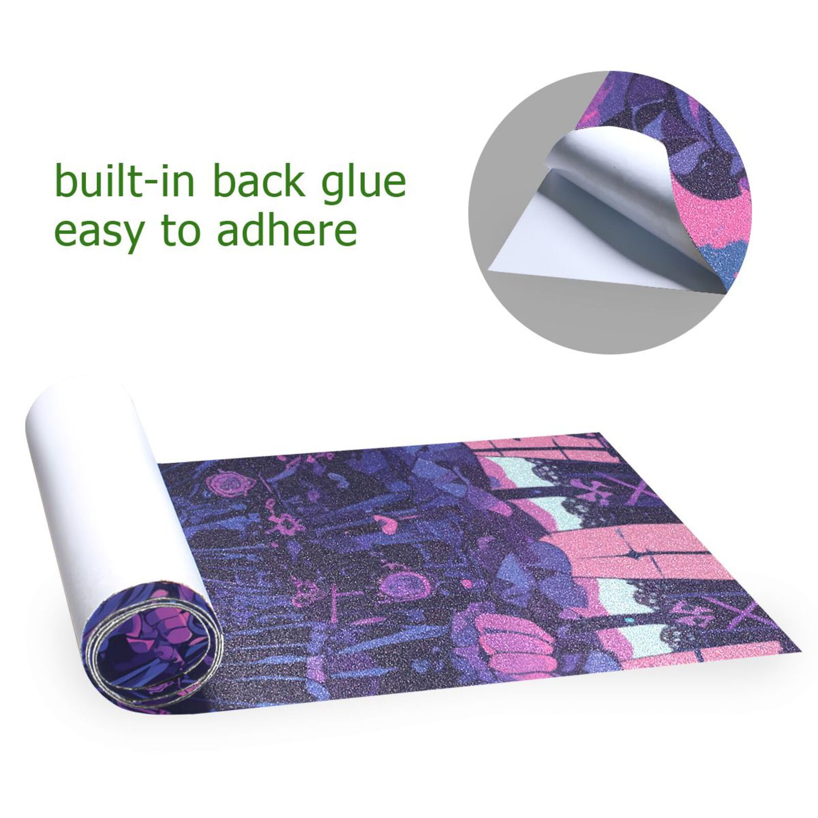Skulls Purple Terro Anime Grippy Grip Tape für Skateboards, Grippy Scooter, Gripp-Tape, 84 x 22,9 cm, Antiderrapante für Roller