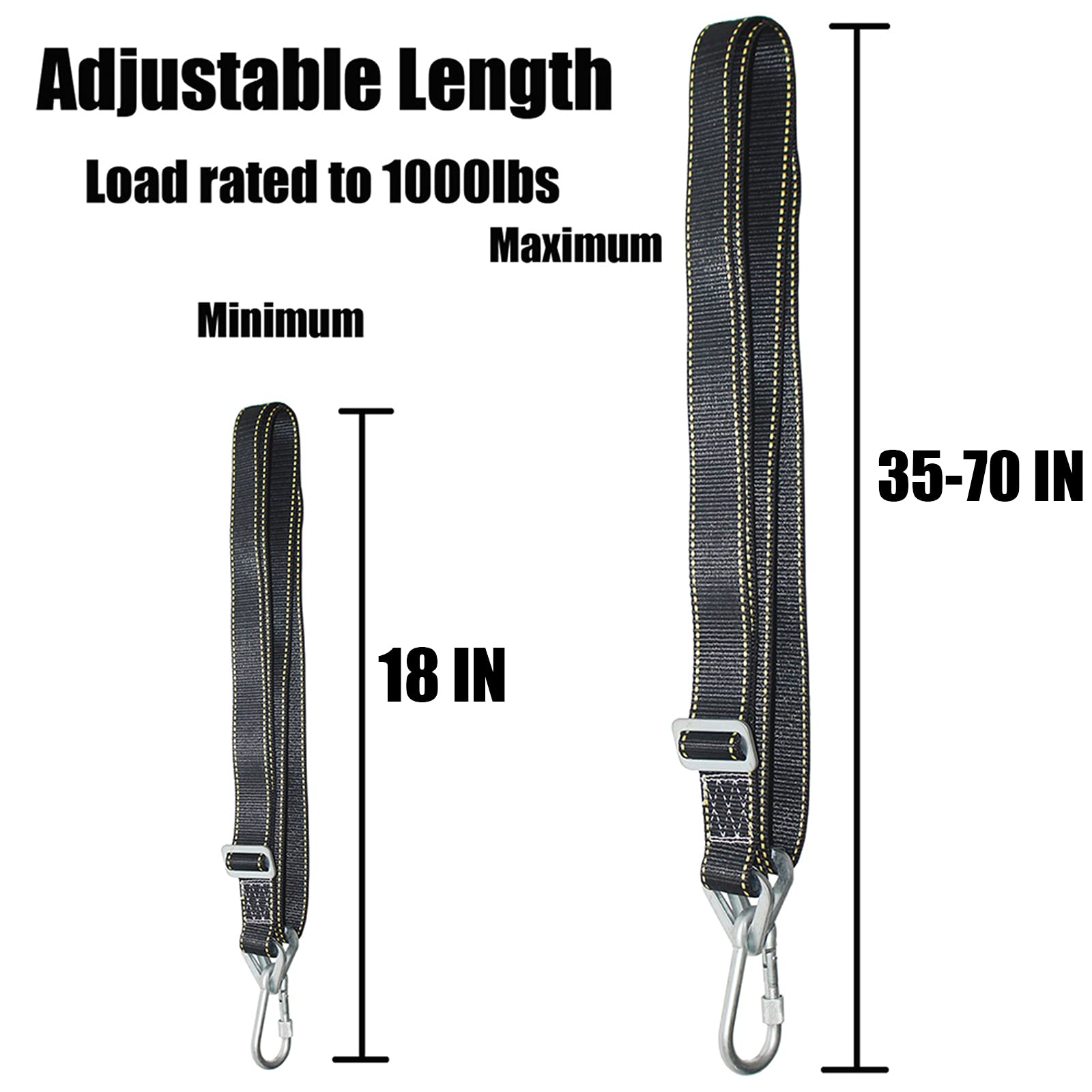 XMYANG Heavy Bag Hanger Strap - 1000lb Capacity Adjustable 22-40 Inch Boxing Bag Hanger Yellow