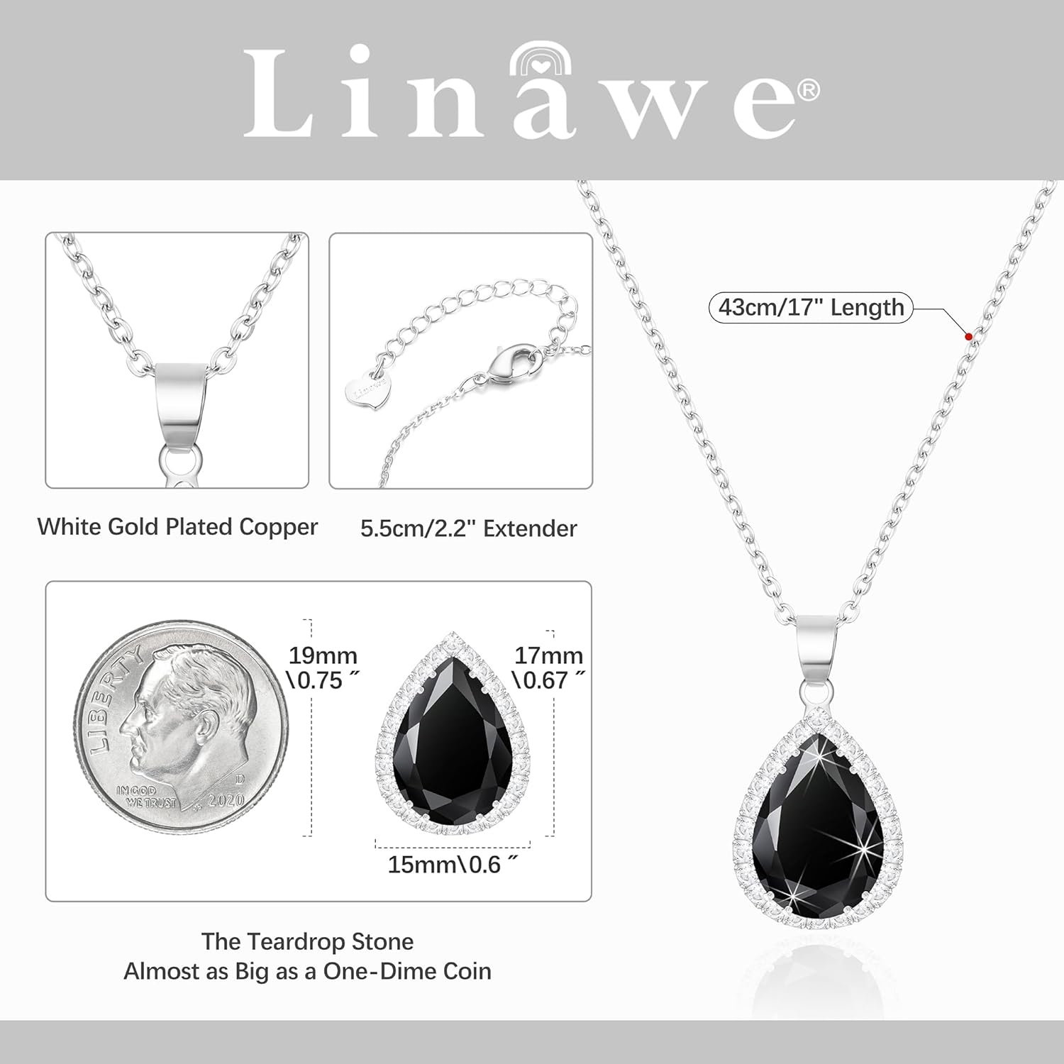 Linawe Crystal Chain Necklace for Women Trendy, Imitation Diamond Pendant, Statement Cubic Zirconia Boho Jewelry Set, 14K Gold/Rose Gold/Silver Birthstone Necklace - Image 2