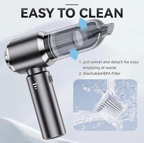 Miniatura 5 de Aspiradora portátil sin cable, 19000 Pa Mini aspiradora de alta potencia 4 en 1 Bomba de soplador de aire comprimido pequeño Aspirador de mano