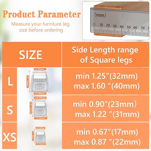 Miniatura 3 de BAIPOK 36 protectores cuadrados de suelo para patas de silla, protectores de suelo de silicona para sillas, protectores de patas de silla para