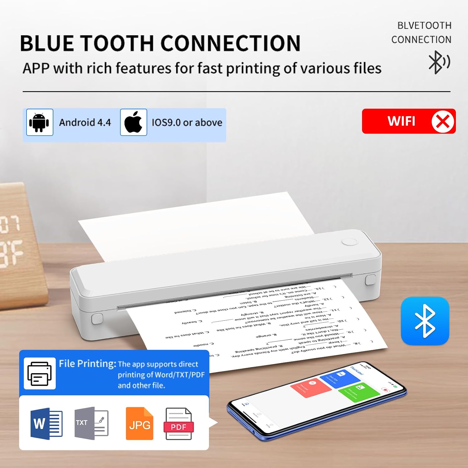 LIIUU Portable Thermal Printer Wireless for Travel, Bluetooth Tattoo ...
