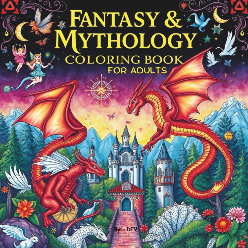 Fantasy & Mythology Coloring Book for Adults. 50 Designs for Magical Coloring Adventure for Stress Relief and Creativity: A Magical Coloring Journey for Stress Relief, Relaxation, and Creative Escape