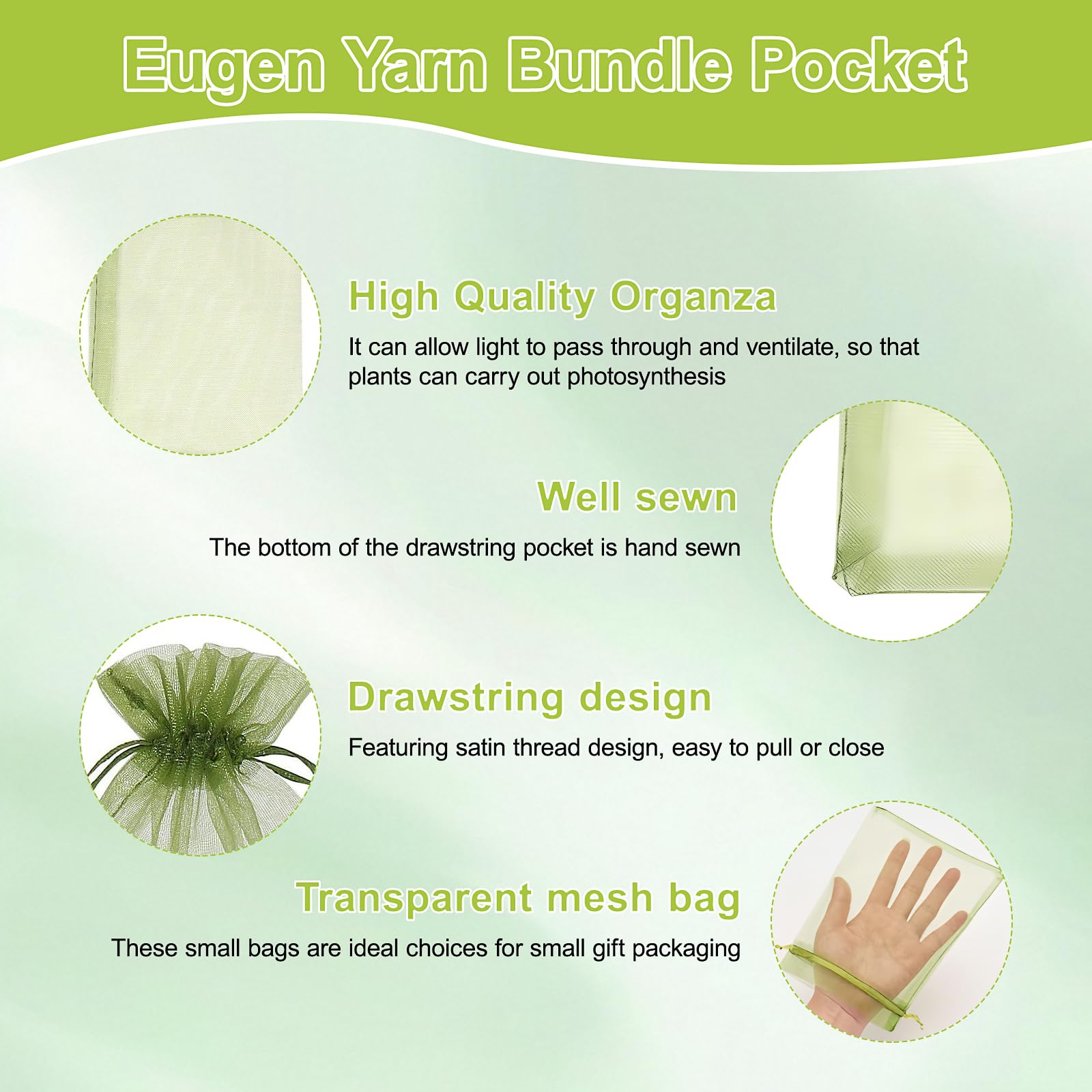 50 Sacchetti Organza Verde Erba 17x23 Cm - Borse Con Coulisse Per Gioielli, Regali E Bomboniere - Ideali Per Matrimoni E Feste - Foto 5