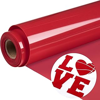 HTVRONT Red Flocked HTV Vinyl -12" x 6FT Flock Vinyl Heat Transfer, Flock Heat Transfer Vinyl for Cricut & Heat Press Mach...