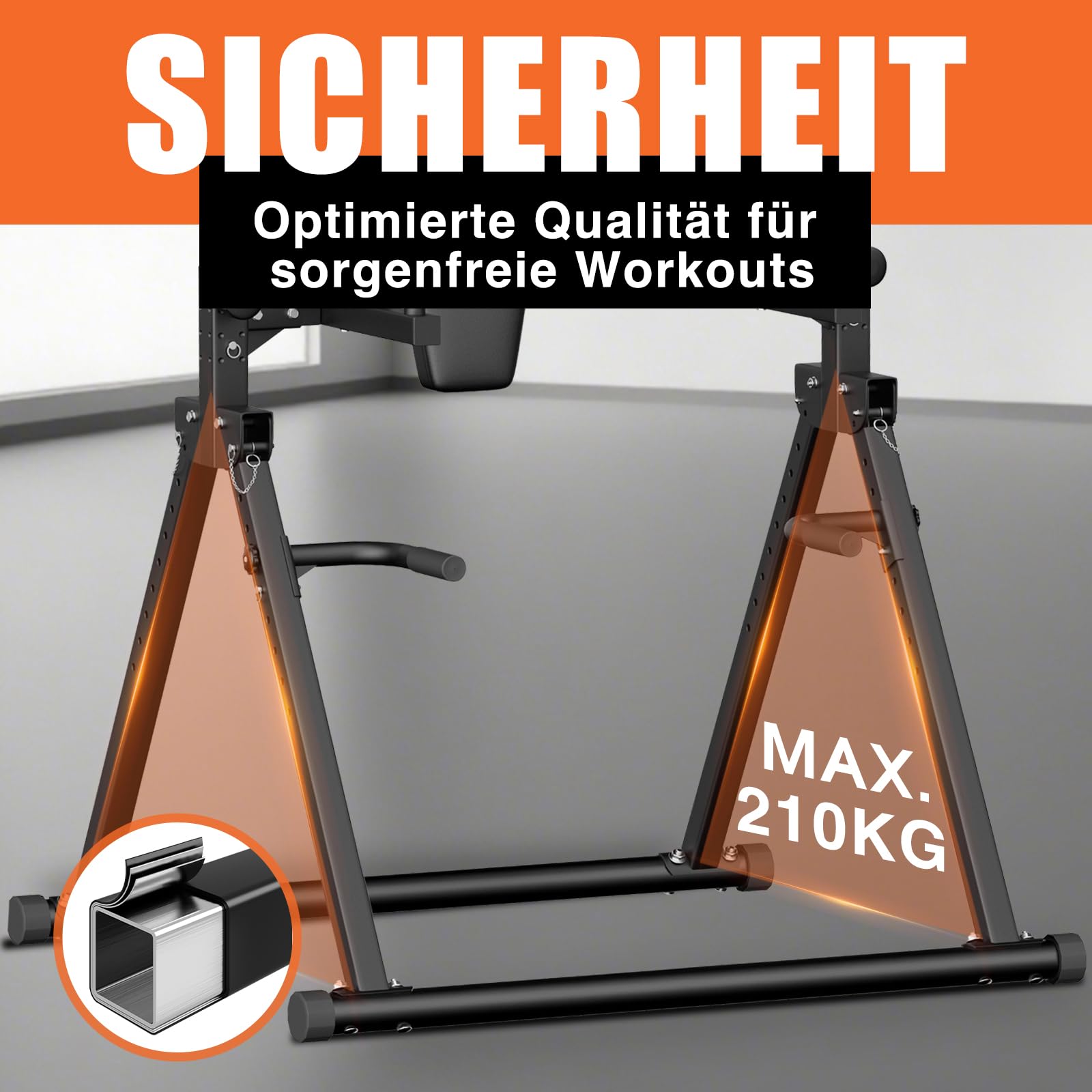 DH FitLife Faltbar Power Tower Dip Station | Klimmzugstange Freistehend mit Dip Barren u. Hantelablagen/Rückenlehne | Kraftstation Kraftturm | Fitness Station | Power Rack for Home Gym